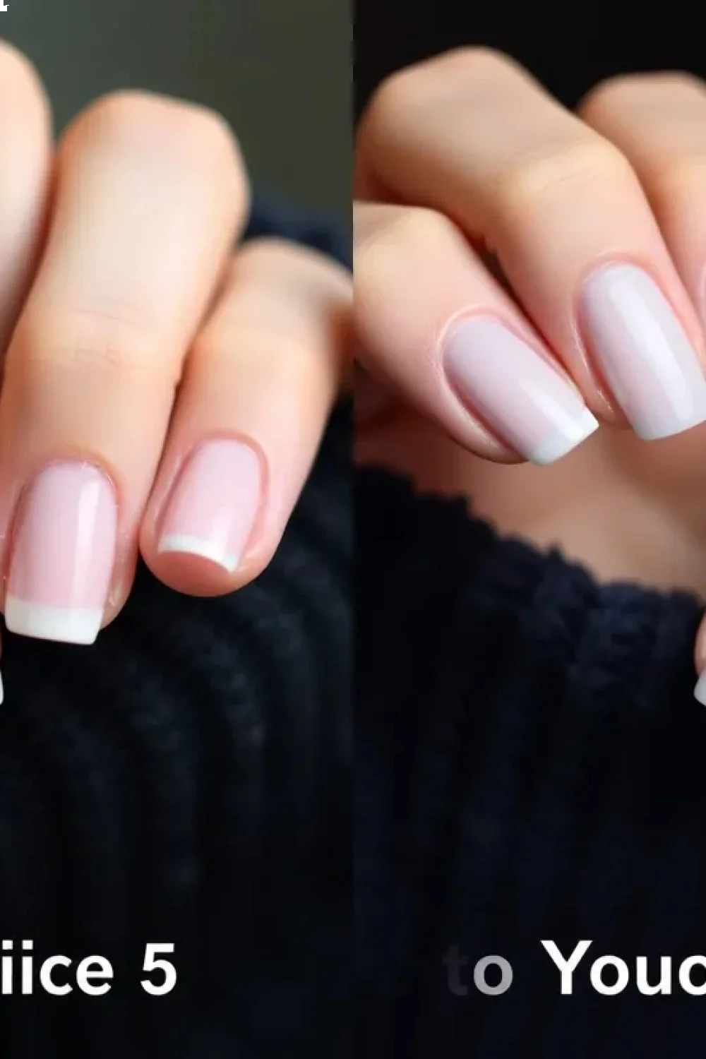Comparison showing traditional French manicure next to pastel spring version