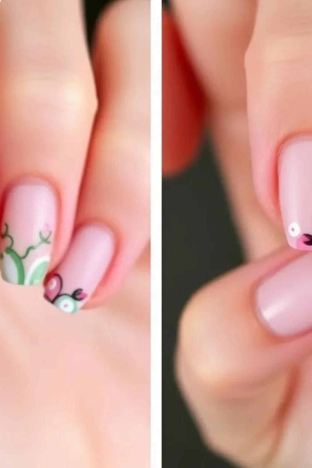 Comparison photos showing fresh nail art versus same design after 5 days of normal wear