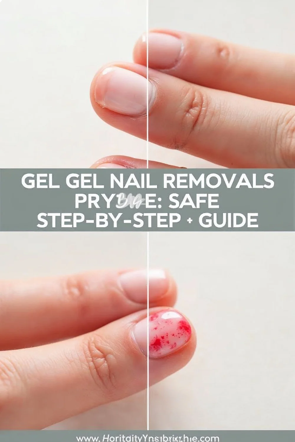Healthy nail after acetone removal on the left, over-filed thin nail with visible damage on the right, gel nail removal at ho
