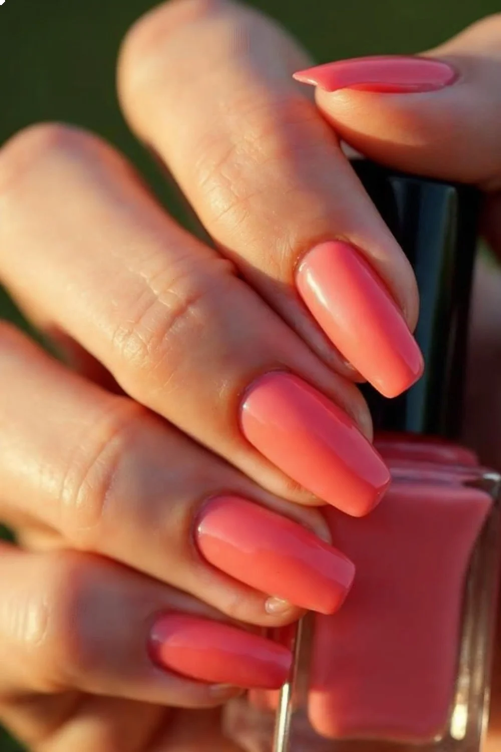 Close-up comparison showing regular polish vs jelly finish on the same nail shape, demonstrating the translucent depth difference