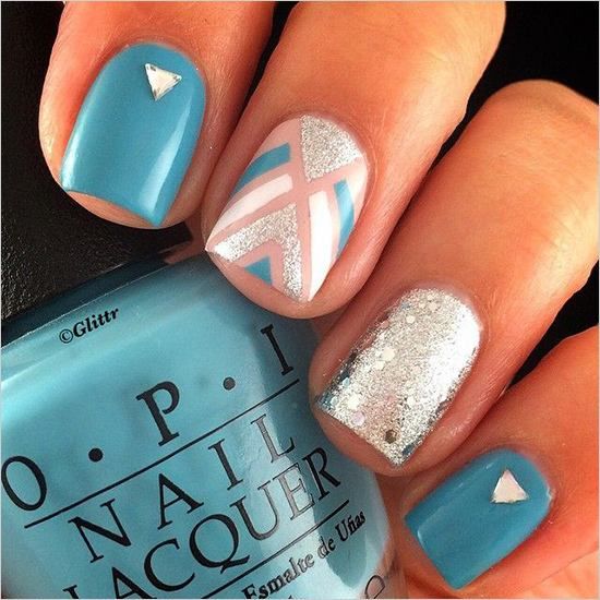 Argyle nail art manicure 1