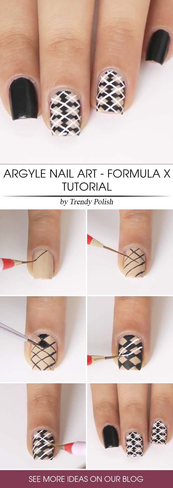 Argyle nail art manicure 5