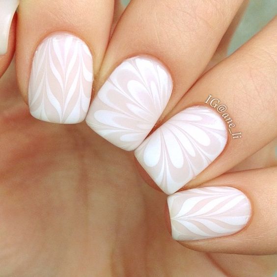 Dry watercolor marble nails 2