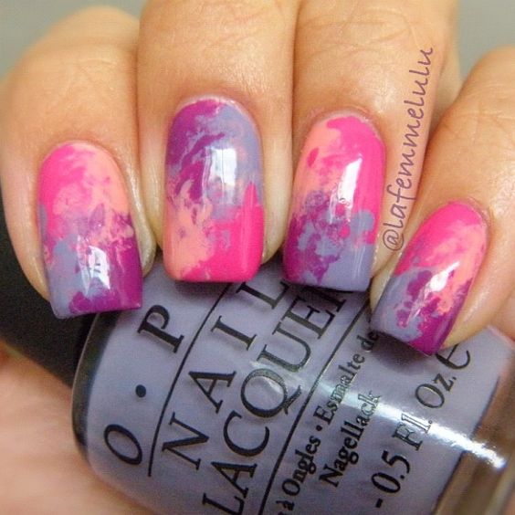 DIY Dry Watercolor Marble Nails