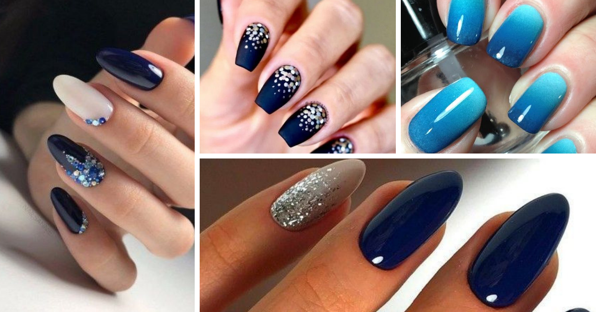 Nails Decorated with Blue