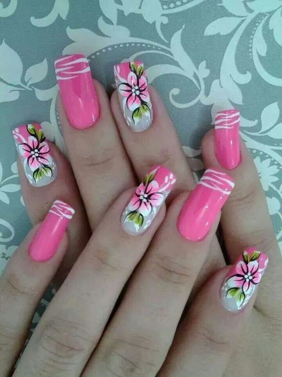 Nails floral print 7