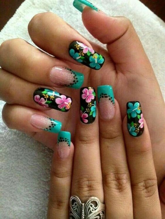 Nails floral print 8