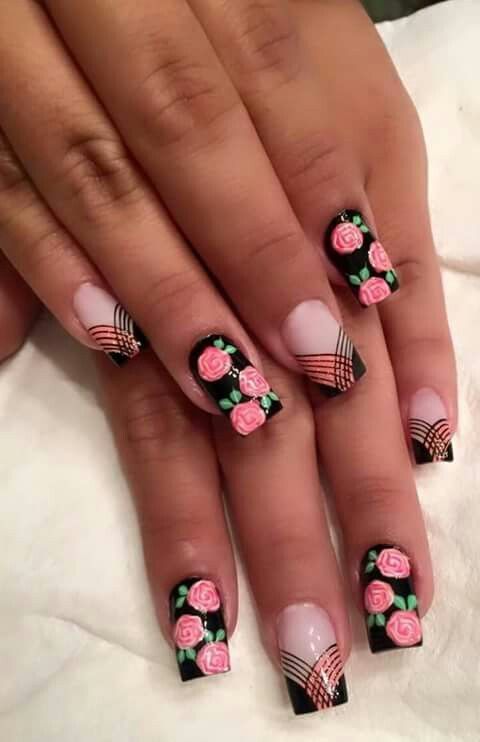 Nails floral print 9