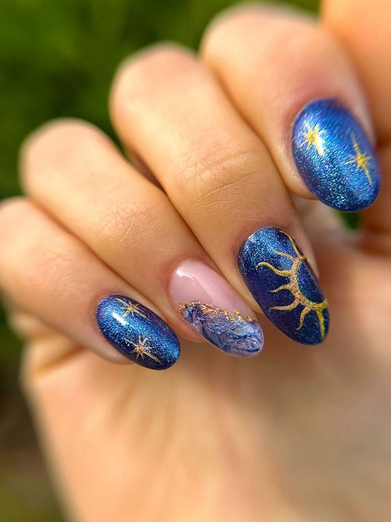 celestial decorated nails 1