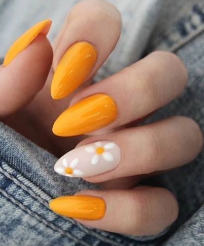 daisy floral nail art ideas 8