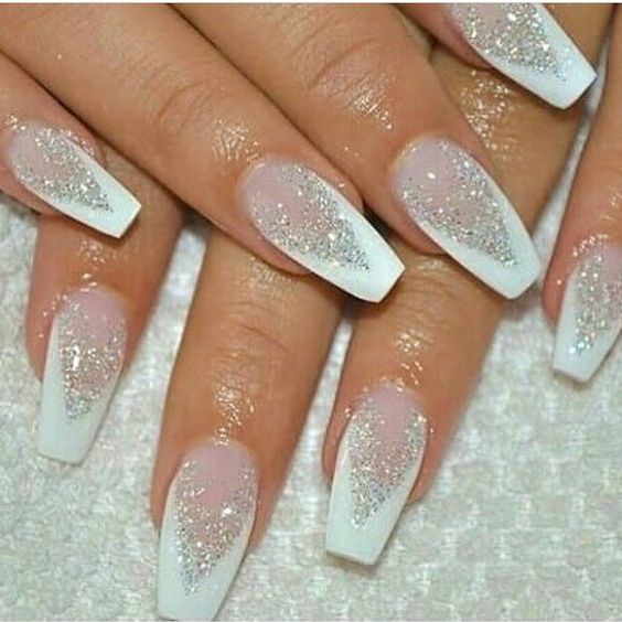 decorated glitter nails bride