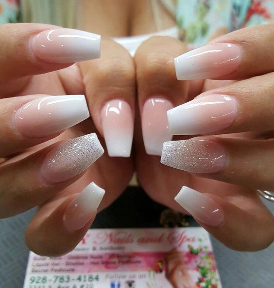 decorated glitter nails white