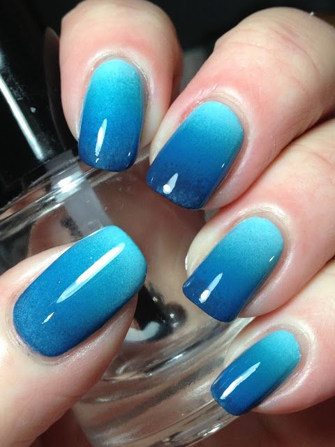 Nails Decorated with Blue Color