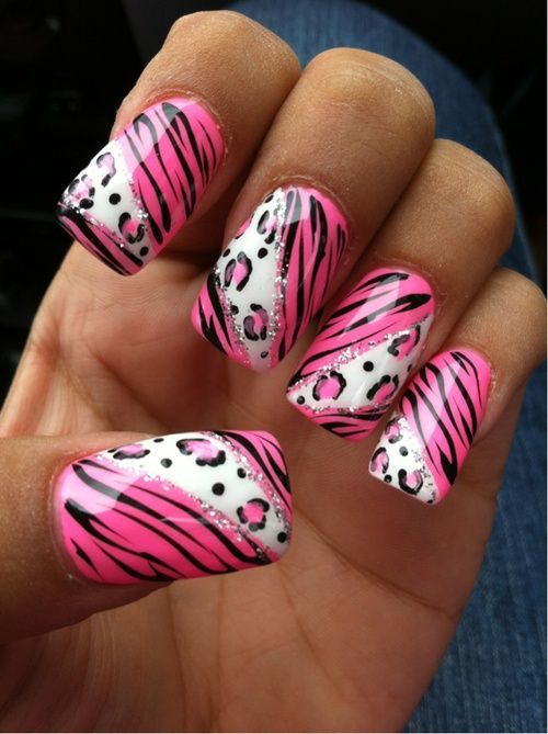 decorated nails animal print 13