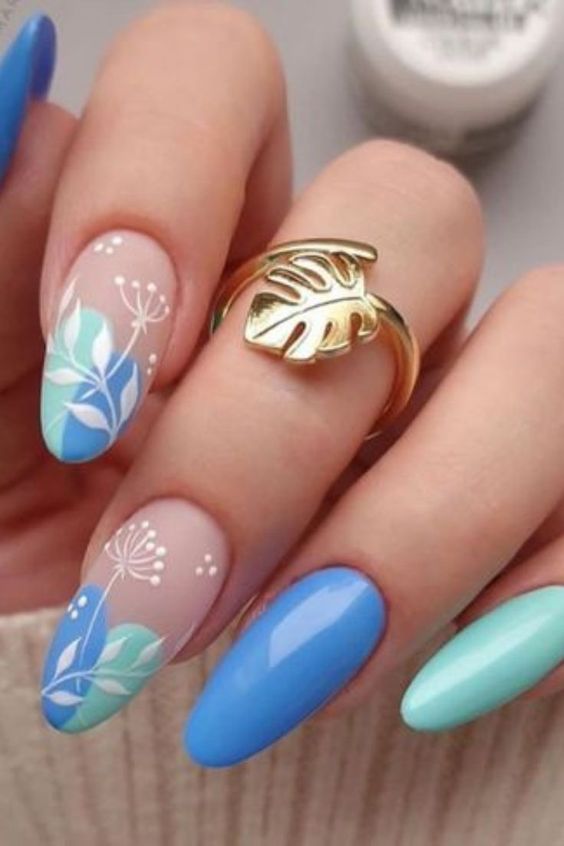 delicate blue nails