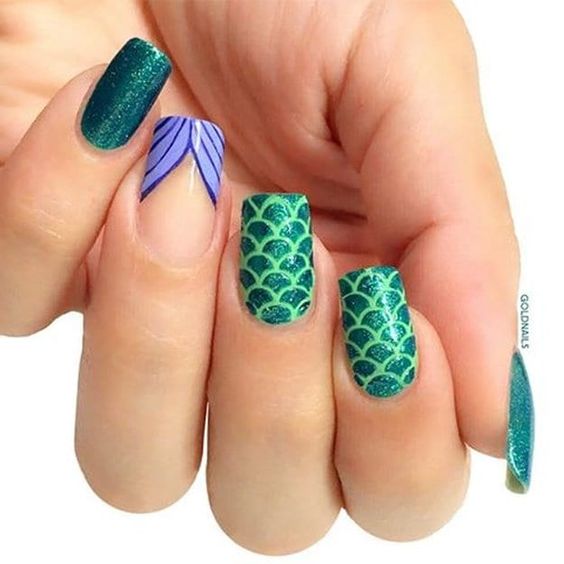 mermaid decorated nails 2