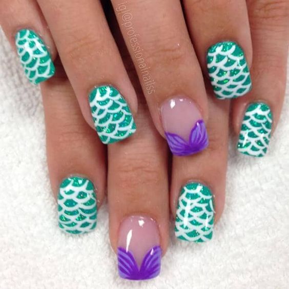 mermaid decorated nails 5