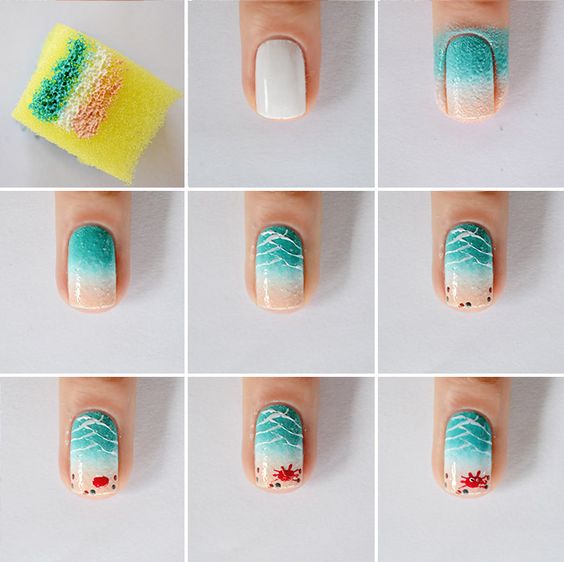 mermaid decorated nails step step 1