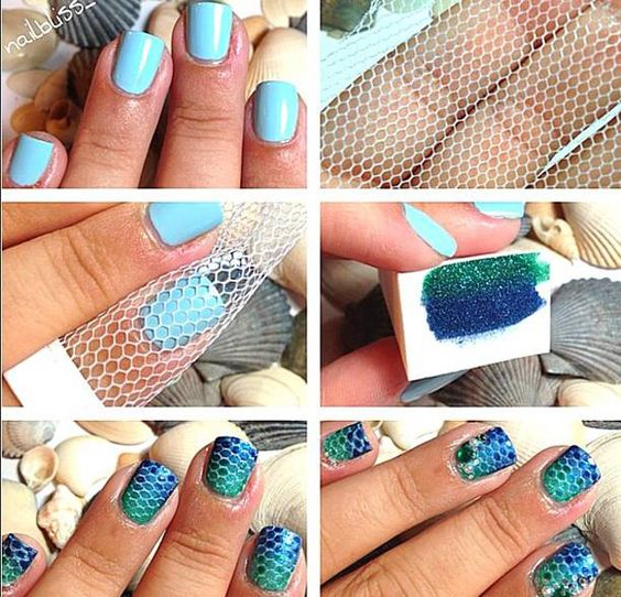 mermaid decorated nails step step