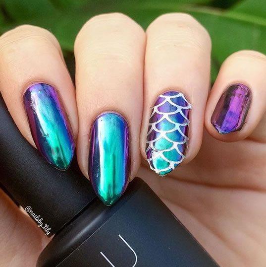 mermaid decorated nails