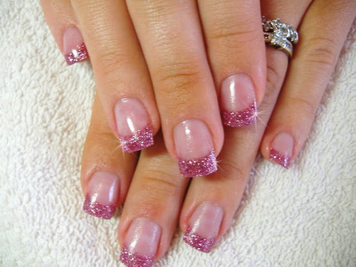 pink glitter nail acrylic nails