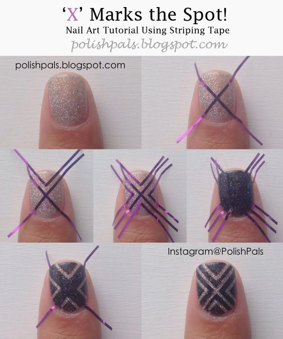 striped nail art using tape 1