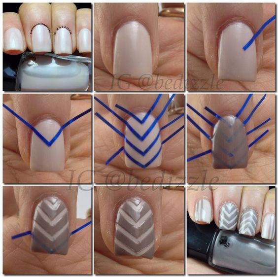 striped nail art using tape 3