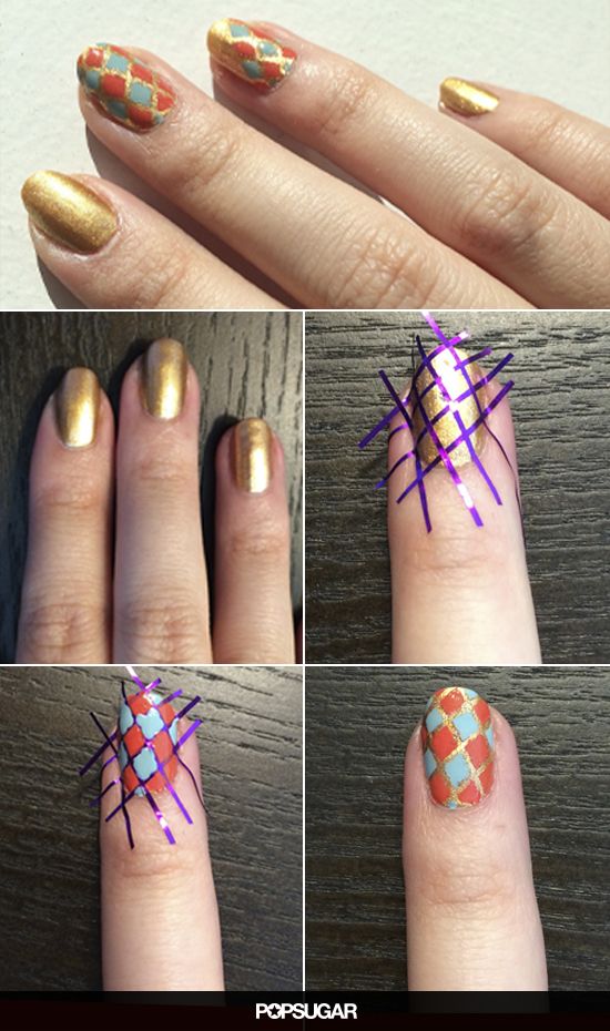 striped nail art using tape 5