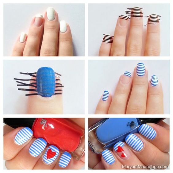 striped nail art using tape 6