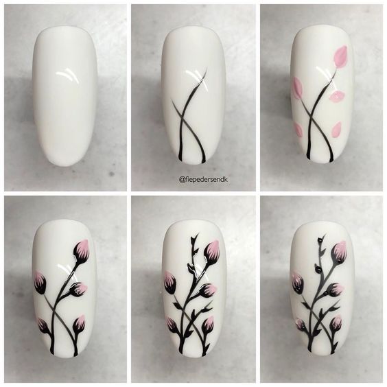 tutorial floral nail art 2