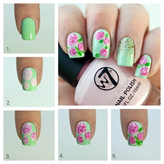 tutorial floral nail art 7