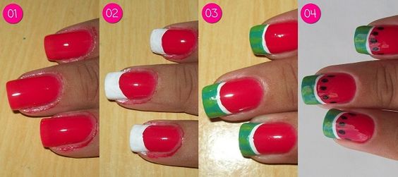 watermelon nails tutorial 1