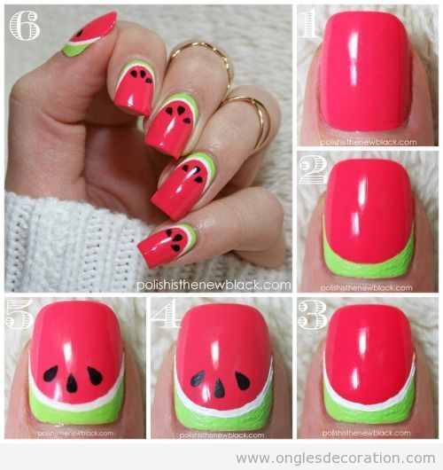 watermelon nails tutorial